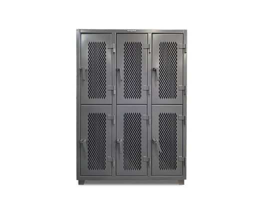 Extreme Heavy Duty 14 GA Double-Tier Ventilated Locker, 6 Compartments - 54 in. W x 35 in. D x 78 in. H