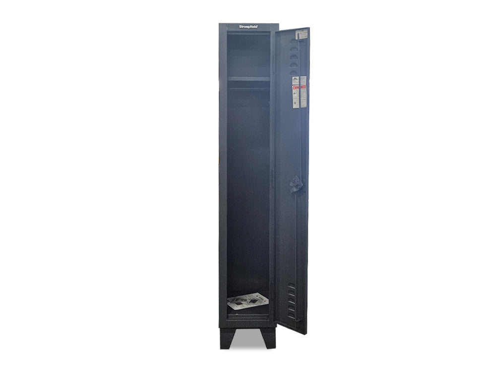 Extreme Duty 12 GA Single-Tier Locker with 1 Compartment, Louvered Doors, Wardrobe Rod - 14 in. W x 18in. D x 78 in. H - Outlet
