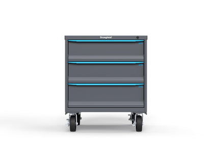 Modular Drawer 14 GA Storage Cabinet with 3 total Drawers - 30 In. W x 29 In. D x 36 In H. - 7" Drawers x 2, 8" Drawers x 1 - 6" Casters - 30 In. W x 29 In. D x 36 In H - S3036-PCDAS-0301FS-5012