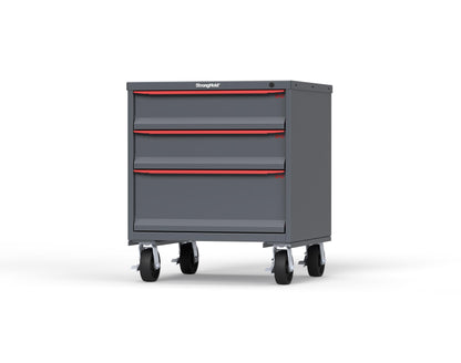 Modular Drawer 14 GA Storage Cabinet with 3 total Drawers - 30 In. W x 29 In. D x 36 In H. - 6" Drawers x 2, 10" Drawers x 1 - 6" Casters - 30 In. W x 29 In. D x 36 In H - S3036-PCDAS-0302DS-3001