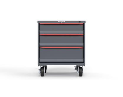Modular Drawer 14 GA Storage Cabinet with 3 total Drawers - 30 In. W x 29 In. D x 36 In H. - 6" Drawers x 1, 7" Drawers x 1, 9" Drawers x 1 - 6" Casters - 30 In. W x 29 In. D x 36 In H - S3036-PCDAS-0303DS-3001
