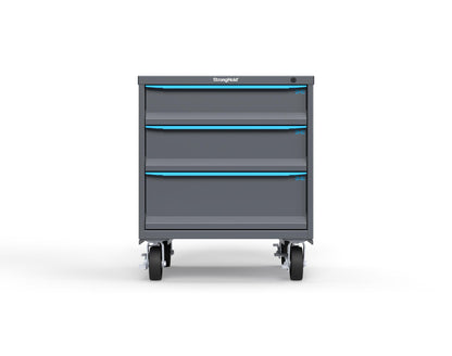Modular Drawer 14 GA Storage Cabinet with 3 total Drawers - 30 In. W x 29 In. D x 36 In H. - 6" Drawers x 1, 7" Drawers x 1, 9" Drawers x 1 - 6" Casters - 30 In. W x 29 In. D x 36 In H - S3036-PCDAS-0303FS-5012