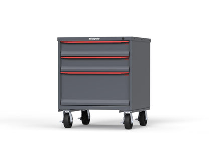 Modular Drawer 14 GA Storage Cabinet with 3 total Drawers - 30 In. W x 29 In. D x 36 In H. - 5" Drawers x 2, 12" Drawers x 1 - 6" Casters - 30 In. W x 29 In. D x 36 In H - S3036-PCDAS-0304DS-3001