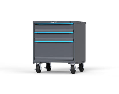Modular Drawer 14 GA Storage Cabinet with 3 total Drawers - 30 In. W x 29 In. D x 36 In H. - 5" Drawers x 2, 12" Drawers x 1 - 6" Casters - 30 In. W x 29 In. D x 36 In H - S3036-PCDAS-0304FS-5012