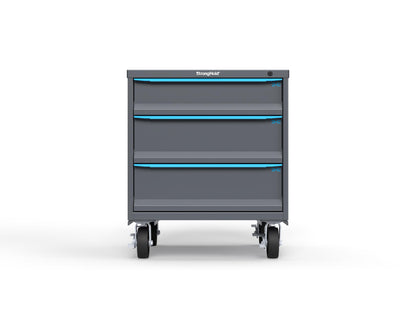 Modular Drawer 14 GA Storage Cabinet with 3 total Drawers - 30 In. W x 29 In. D x 36 In H. - 6" Drawers x 1, 8" Drawers x 2 - 6" Casters - 30 In. W x 29 In. D x 36 In H - S3036-PCDAS-0305FS-5012
