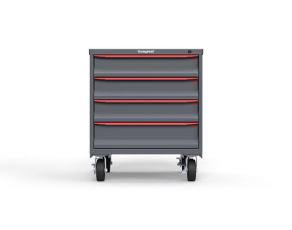 Modular Drawer 14 GA Storage Cabinet with 4 total Drawers - 30 In. W x 29 In. D x 36 In H. - 5" Drawers x 3, 6" Drawers x 1 - 6" Casters - 30 In. W x 29 In. D x 36 In H - S3036-PCDAS-0401DS-3001