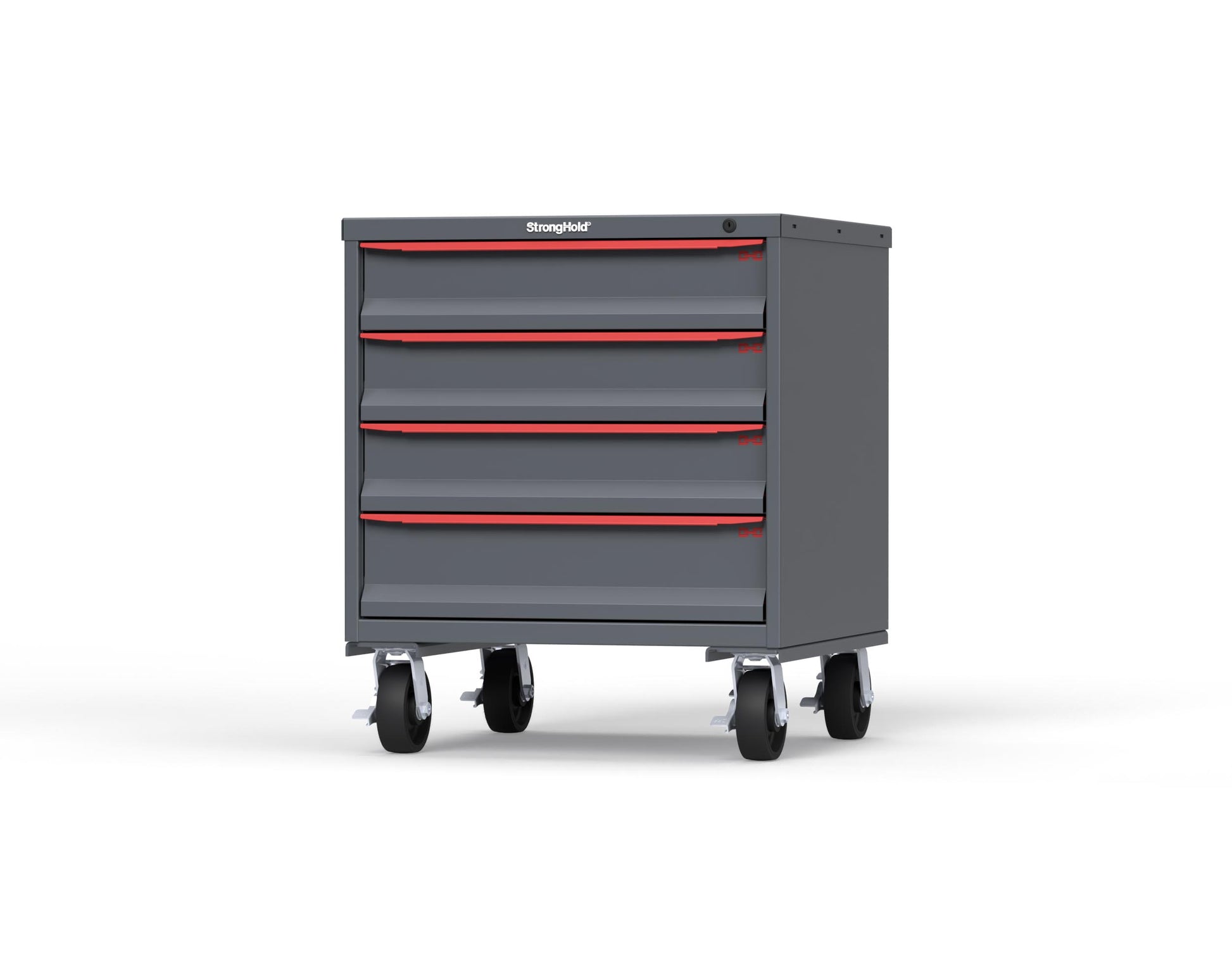 Modular Drawer 14 GA Storage Cabinet with 4 total Drawers - 30 In. W x 29 In. D x 36 In H. - 5" Drawers x 3, 6" Drawers x 1 - 6" Casters - 30 In. W x 29 In. D x 36 In H - S3036-PCDAS-0401DS-3001