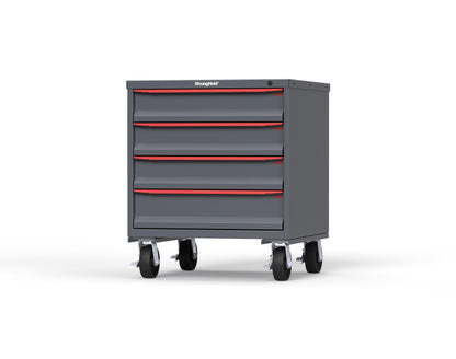 Modular Drawer 14 GA Storage Cabinet with 4 total Drawers - 30 In. W x 29 In. D x 36 In H. - 5" Drawers x 3, 6" Drawers x 1 - 6" Casters - 30 In. W x 29 In. D x 36 In H - S3036-PCDAS-0401DS-3001