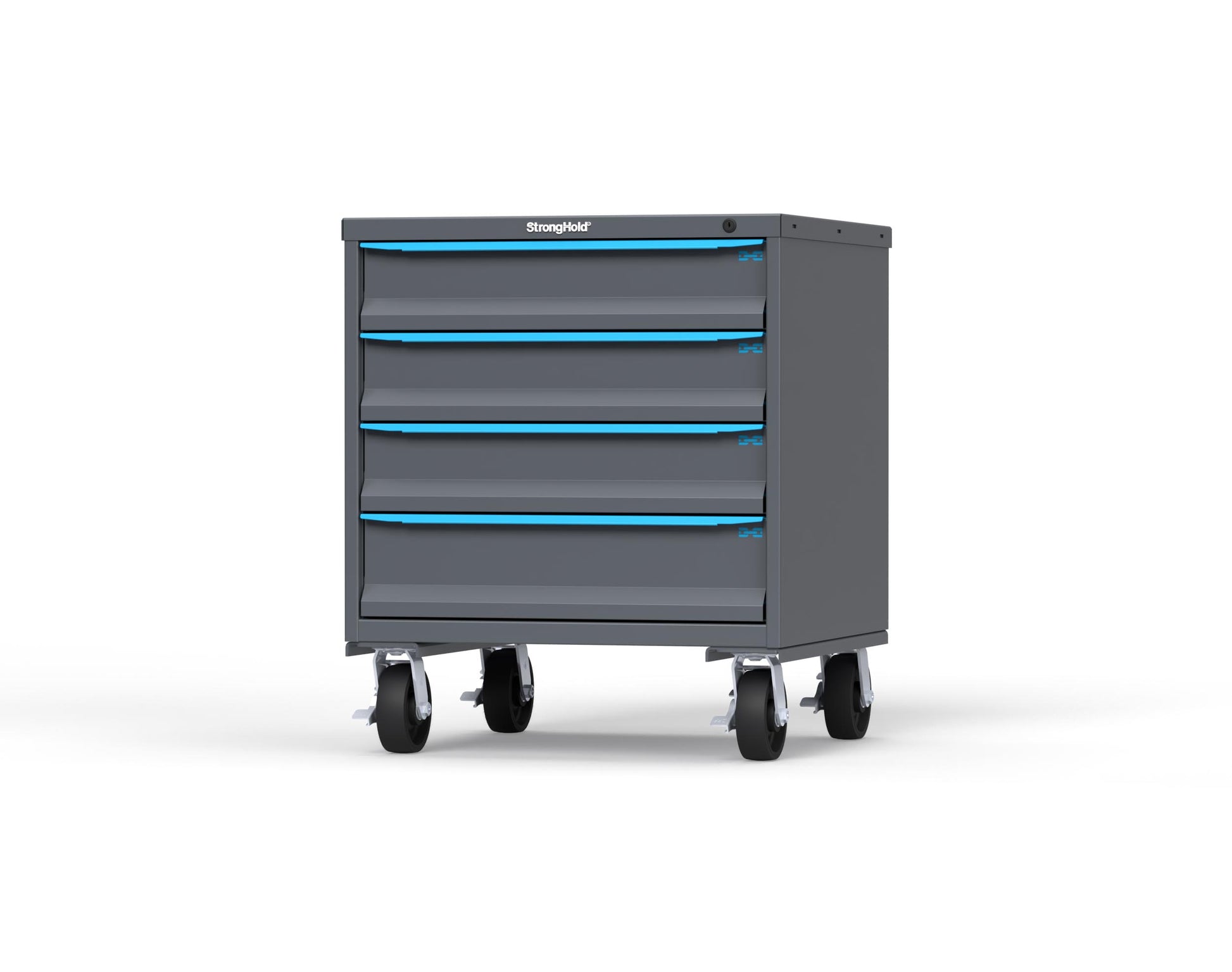 Modular Drawer 14 GA Storage Cabinet with 4 total Drawers - 30 In. W x 29 In. D x 36 In H. - 5" Drawers x 3, 6" Drawers x 1 - 6" Casters - 30 In. W x 29 In. D x 36 In H - S3036-PCDAS-0401FS-5012