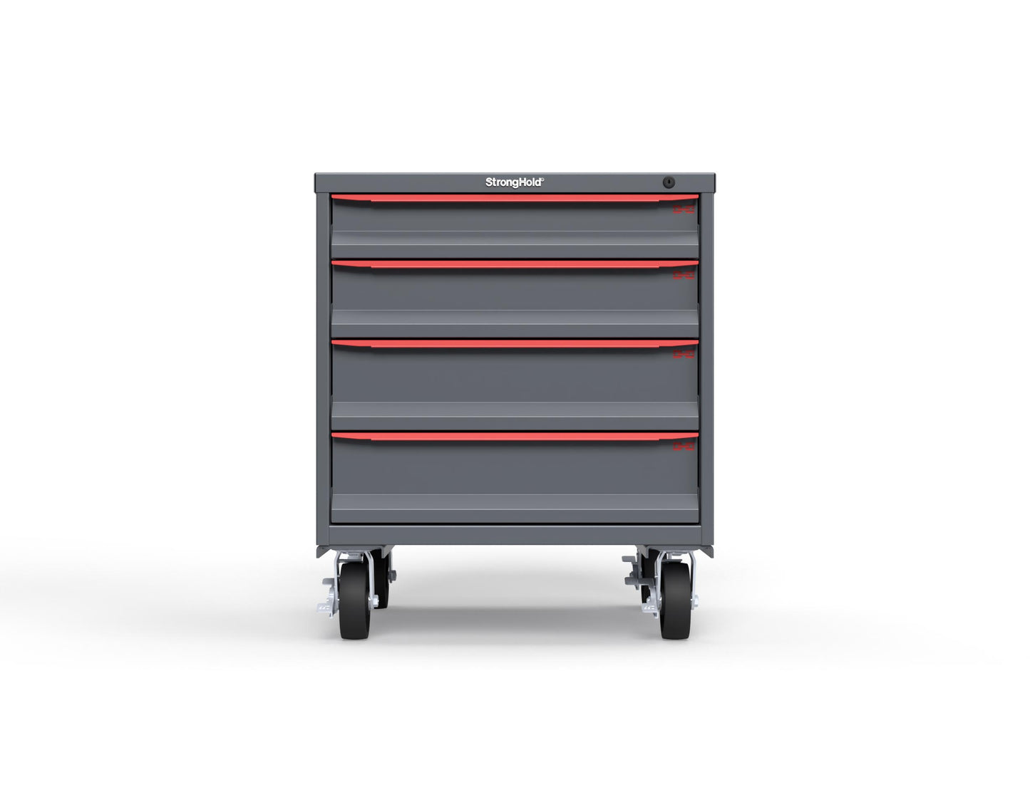 Modular Drawer 14 GA Storage Cabinet with 4 total Drawers - 30 In. W x 29 In. D x 36 In H. - 4" Drawers x 1, 5" Drawers x 1, 6" Drawers x 2 - 6" Casters - 30 In. W x 29 In. D x 36 In H - S3036-PCDAS-0402DS-3001