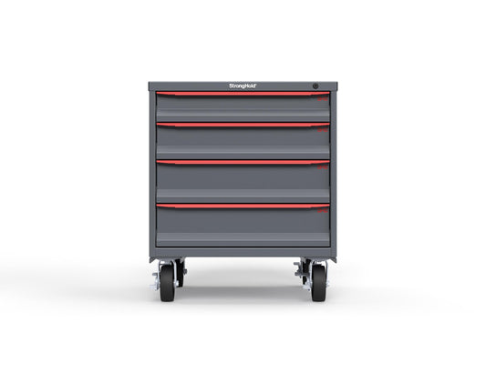 Modular Drawer 14 GA Storage Cabinet with 4 total Drawers - 30 In. W x 29 In. D x 36 In H. - 4" Drawers x 1, 5" Drawers x 1, 6" Drawers x 2 - 6" Casters - 30 In. W x 29 In. D x 36 In H - S3036-PCDAS-0402DS-3001