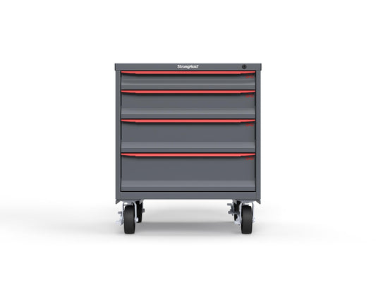 Modular Drawer 14 GA Storage Cabinet with 4 total Drawers - 30 In. W x 29 In. D x 36 In H. - 3" Drawers x 1, 5" Drawers x 1, 6" Drawers x 1, 7" Drawers x 1 - 6" Casters - 30 In. W x 29 In. D x 36 In H - S3036-PCDAS-0403DS-3001