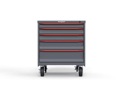 Modular Drawer 14 GA Storage Cabinet with 5 total Drawers - 30 In. W x 29 In. D x 36 In H. - 2" Drawers x 1, 3" Drawers x 2, 5" Drawers x 1, 7" Drawers x 1 - 6" Casters - 30 In. W x 29 In. D x 36 In H - S3036-PCDAS-0501DS-3001