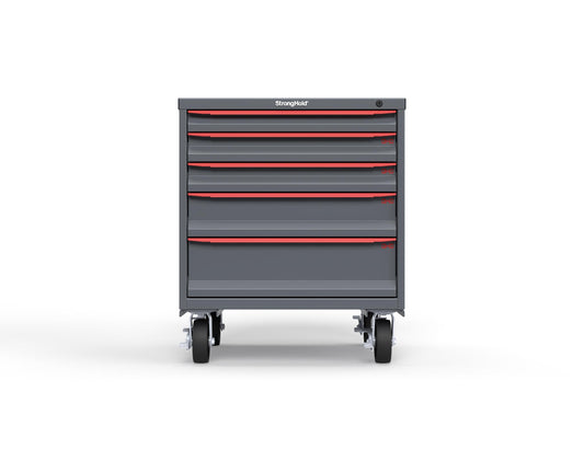 Modular Drawer 14 GA Storage Cabinet with 5 total Drawers - 30 In. W x 29 In. D x 36 In H. - 2" Drawers x 1, 3" Drawers x 2, 5" Drawers x 1, 7" Drawers x 1 - 6" Casters - 30 In. W x 29 In. D x 36 In H - S3036-PCDAS-0501DS-3001