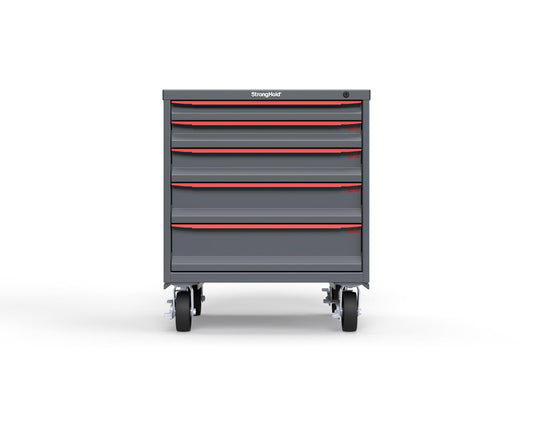 Modular Drawer 14 GA Storage Cabinet with 5 total Drawers - 30 In. W x 29 In. D x 36 In H. - 2" Drawers x 1, 3" Drawers x 1, 4" Drawers x 1, 5" Drawers x 1, 6" Drawers x 1 - 6" Casters - 30 In. W x 29 In. D x 36 In H - S3036-PCDAS-0503DS-3001