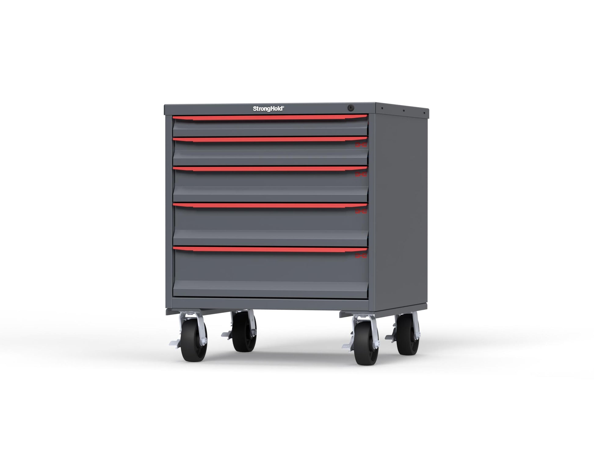Modular Drawer 14 GA Storage Cabinet with 5 total Drawers - 30 In. W x 29 In. D x 36 In H. - 2" Drawers x 1, 3" Drawers x 1, 4" Drawers x 1, 5" Drawers x 1, 6" Drawers x 1 - 6" Casters - 30 In. W x 29 In. D x 36 In H - S3036-PCDAS-0503DS-3001