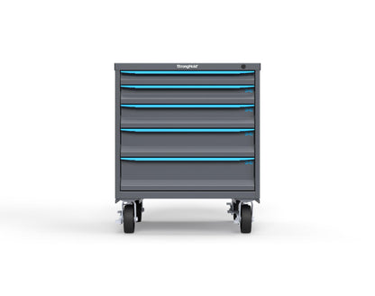 Modular Drawer 14 GA Storage Cabinet with 5 total Drawers - 30 In. W x 29 In. D x 36 In H. - 2" Drawers x 1, 3" Drawers x 1, 4" Drawers x 1, 5" Drawers x 1, 6" Drawers x 1 - 6" Casters - 30 In. W x 29 In. D x 36 In H - S3036-PCDAS-0503FS-5012