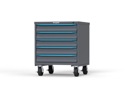 Modular Drawer 14 GA Storage Cabinet with 5 total Drawers - 30 In. W x 29 In. D x 36 In H. - 4" Drawers x 5 - 6" Casters - 30 In. W x 29 In. D x 36 In H - S3036-PCDAS-0504FS-5012