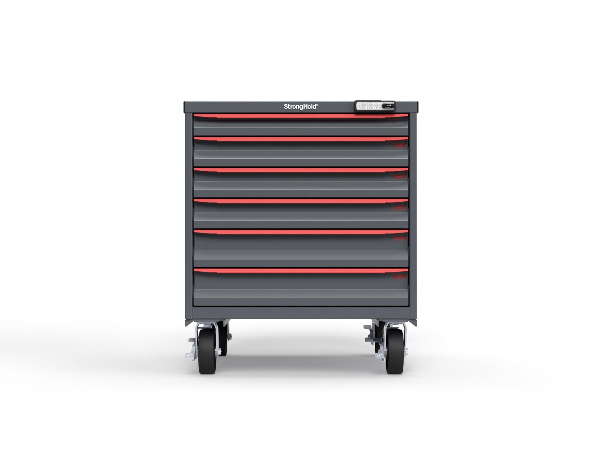 Modular Drawer 14 GA Storage Cabinet with 6 total Drawers - 30 In. W x 29 In. D x 36 In H. - 2" Drawers x 1, 3" Drawers x 3, 4" Drawers x 2 - 6" Casters - 30 In. W x 29 In. D x 36 In H - S3036-PCRAS-0601DS-3001-CompX-Regulator