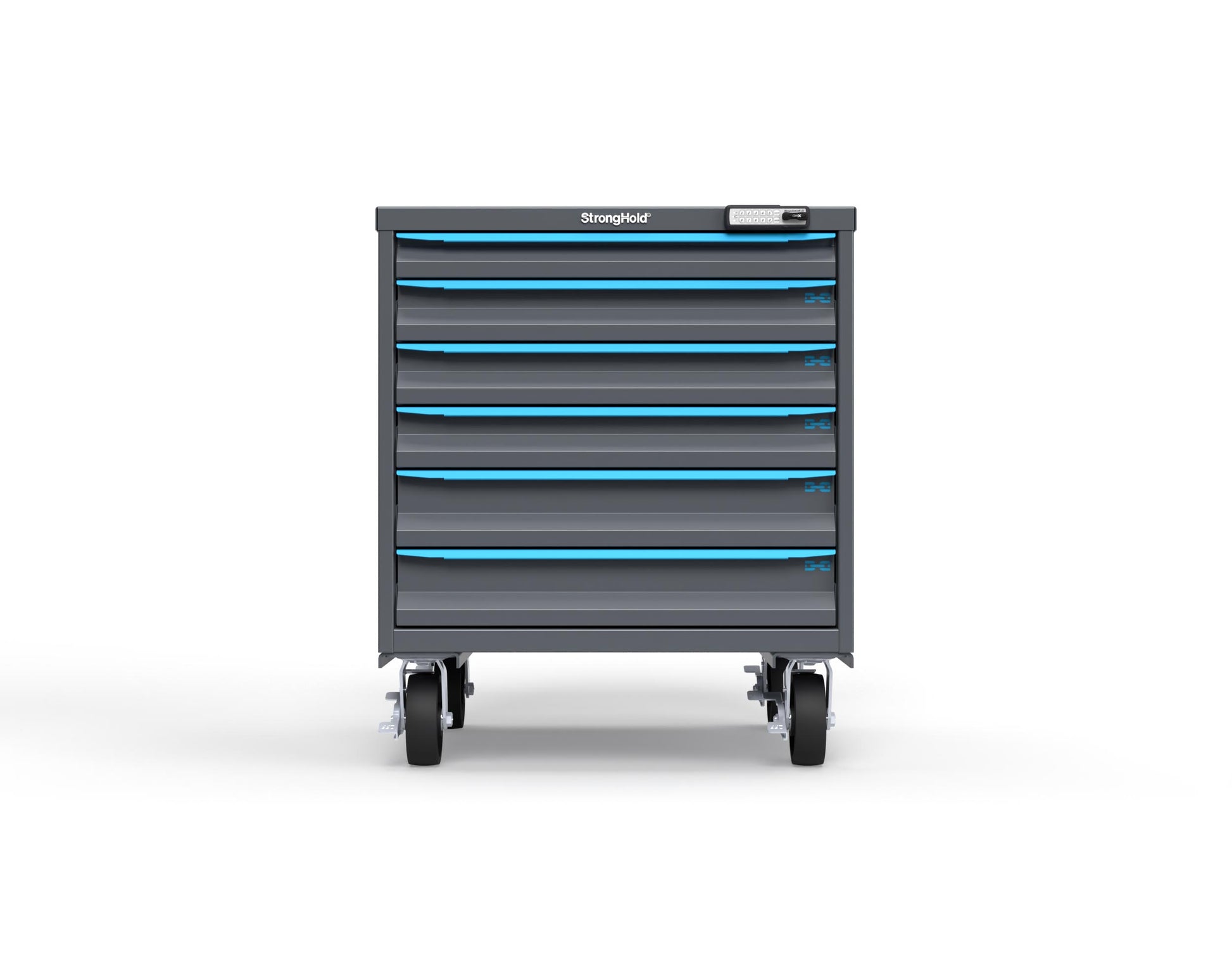 Modular Drawer 14 GA Storage Cabinet with 6 total Drawers - 30 In. W x 29 In. D x 36 In H. - 2" Drawers x 1, 3" Drawers x 3, 4" Drawers x 2 - 6" Casters - 30 In. W x 29 In. D x 36 In H - S3036-PCRAS-0601FS-5012-CompX-Regulator