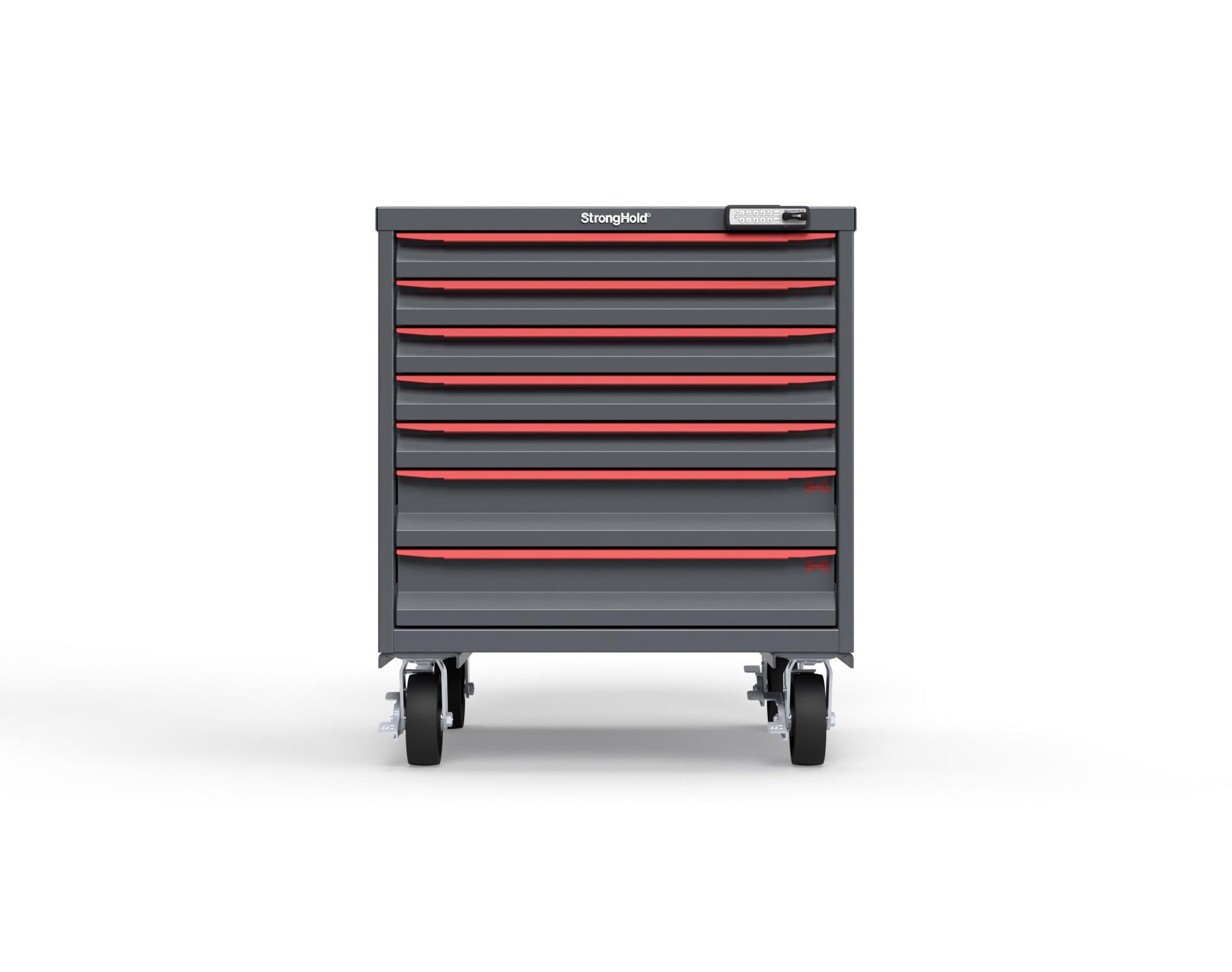 Modular Drawer 14 GA Storage Cabinet with 7 total Drawers - 30 In. W x 29 In. D x 36 In H. - 2" Drawers x 5, 4" Drawers x 2 - 6" Casters - 30 In. W x 29 In. D x 36 In H - S3036-PCRAS-0701DS-3001-CompX-Regulator