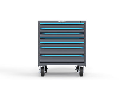 Modular Drawer 14 GA Storage Cabinet with 7 total Drawers - 30 In. W x 29 In. D x 36 In H. - 2" Drawers x 5, 4" Drawers x 2 - 6" Casters - 30 In. W x 29 In. D x 36 In H - S3036-PCDAS-0701FS-5012