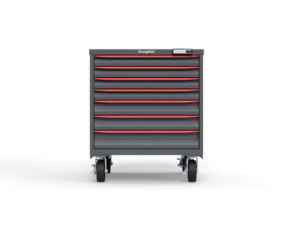 Modular Drawer 14 GA Storage Cabinet with 7 total Drawers - 30 In. W x 29 In. D x 36 In H. - 2" Drawers x 4, 3" Drawers x 2, 4" Drawers x 1 - 6" Casters - 30 In. W x 29 In. D x 36 In H - S3036-PCRAS-0702DS-3001-CompX-Regulator