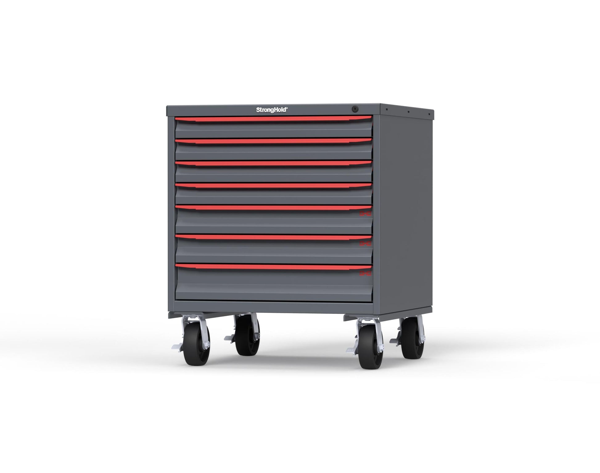 Modular Drawer 14 GA Storage Cabinet with 7 total Drawers - 30 In. W x 29 In. D x 36 In H. - 2" Drawers x 4, 3" Drawers x 2, 4" Drawers x 1 - 6" Casters - 30 In. W x 29 In. D x 36 In H - S3036-PCDAS-0702DS-3001