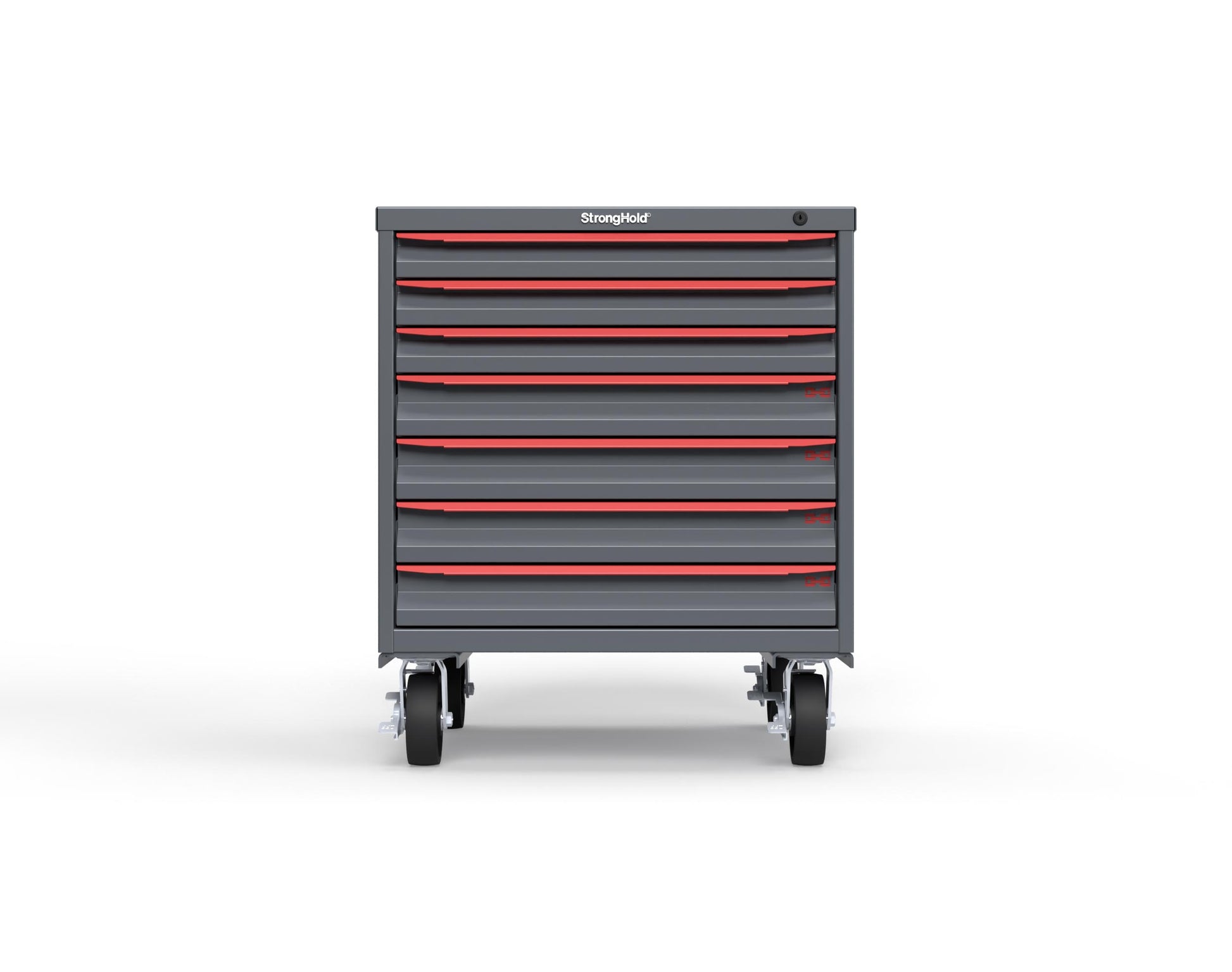 Modular Drawer 14 GA Storage Cabinet with 6 total Drawers - 30 In. W x 29 In. D x 36 In H. - 2" Drawers x 3, 3" Drawers x 4 - 6" Casters - 30 In. W x 29 In. D x 36 In H - S3036-PCDAS-0703DS-3001