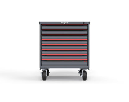 Modular Drawer 14 GA Storage Cabinet with 8 total Drawers - 30 In. W x 29 In. D x 36 In H. - 2" Drawers x 7, 3" Drawers x 1 - 6" Casters - 30 In. W x 29 In. D x 36 In H - S3036-PCDAS-0801DS-3001