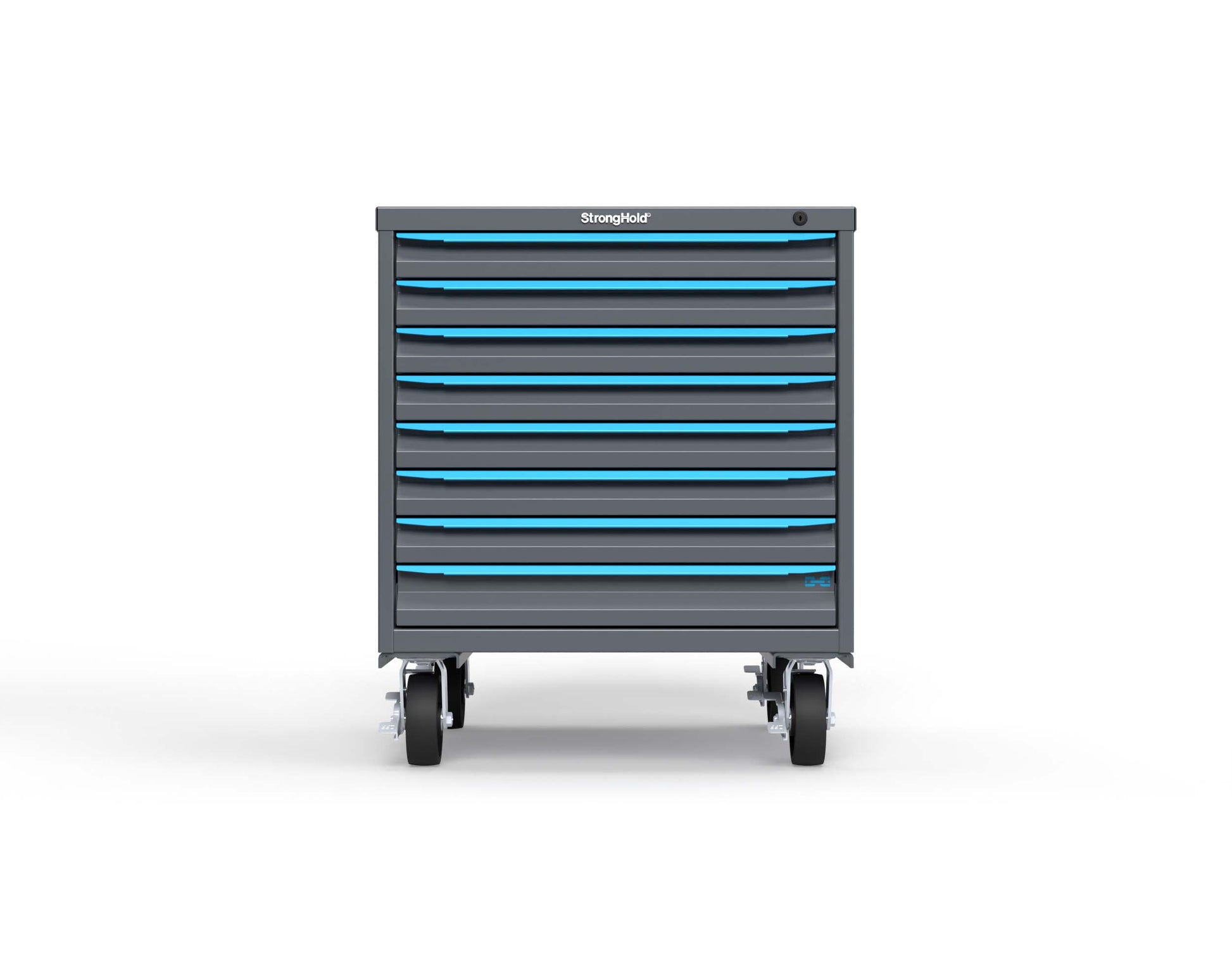 Modular Drawer 14 GA Storage Cabinet with 8 total Drawers - 30 In. W x 29 In. D x 36 In H. - 2" Drawers x 7, 3" Drawers x 1 - 6" Casters - 30 In. W x 29 In. D x 36 In H - S3036-PCDAS-0801FS-5012