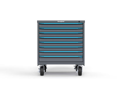 Modular Drawer 14 GA Storage Cabinet with 8 total Drawers - 30 In. W x 29 In. D x 36 In H. - 2" Drawers x 7, 3" Drawers x 1 - 6" Casters - 30 In. W x 29 In. D x 36 In H - S3036-PCDAS-0801FS-5012