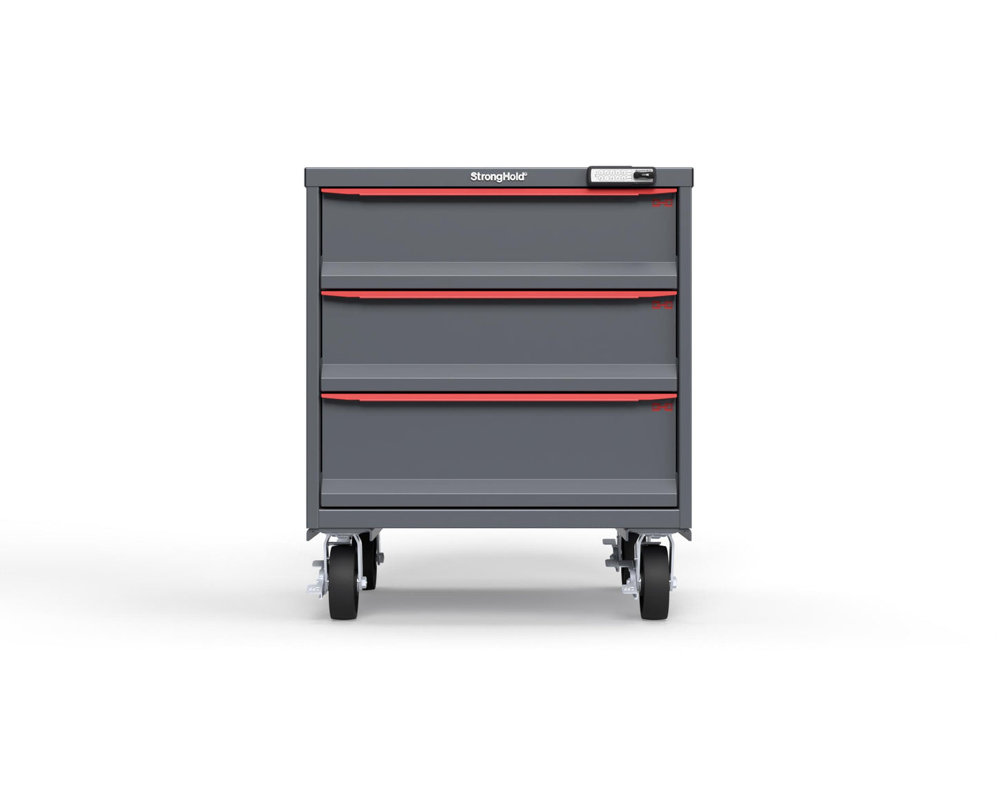 Modular Drawer 14 GA Storage Cabinet with 3 total Drawers - 30 In. W x 29 In. D x 36 In H. - 7" Drawers x 2, 8" Drawers x 1 - 6" Casters - 30 In. W x 29 In. D x 36 In H - S3036-PCRAS-0301DS-3001-CompX-Regulator