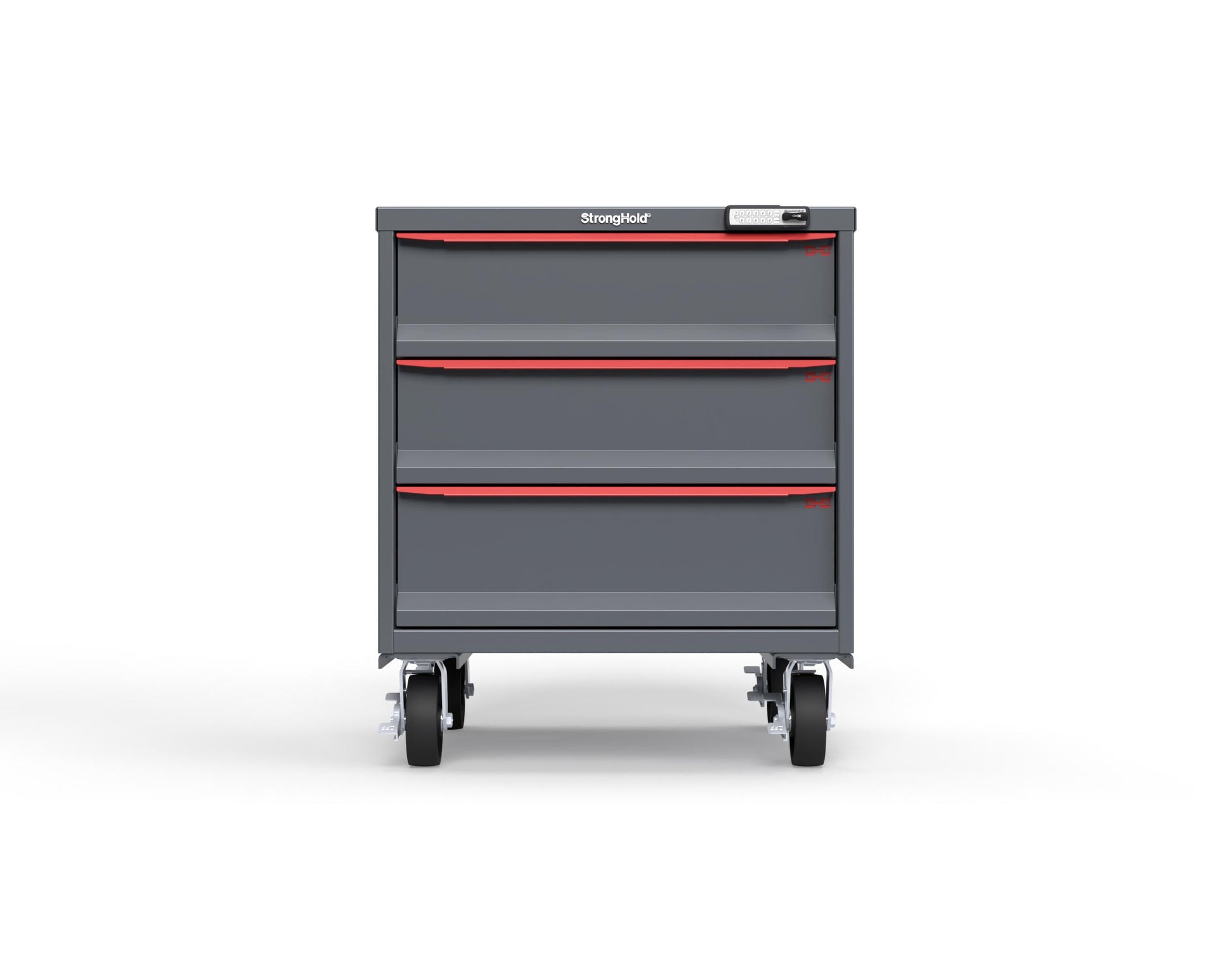 Modular Drawer 14 GA Storage Cabinet with 3 total Drawers - 30 In. W x 29 In. D x 36 In H. - 7" Drawers x 2, 8" Drawers x 1 - 6" Casters - 30 In. W x 29 In. D x 36 In H - S3036-PCRAS-0301DS-3001-CompX-Regulator
