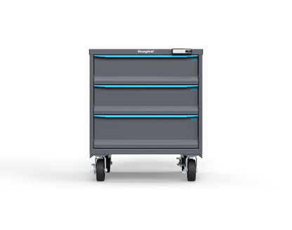 Modular Drawer 14 GA Storage Cabinet with 3 total Drawers - 30 In. W x 29 In. D x 36 In H. - 7" Drawers x 2, 8" Drawers x 1 - 6" Casters - 30 In. W x 29 In. D x 36 In H - S3036-PCRAS-0301FS-5012-CompX-Regulator
