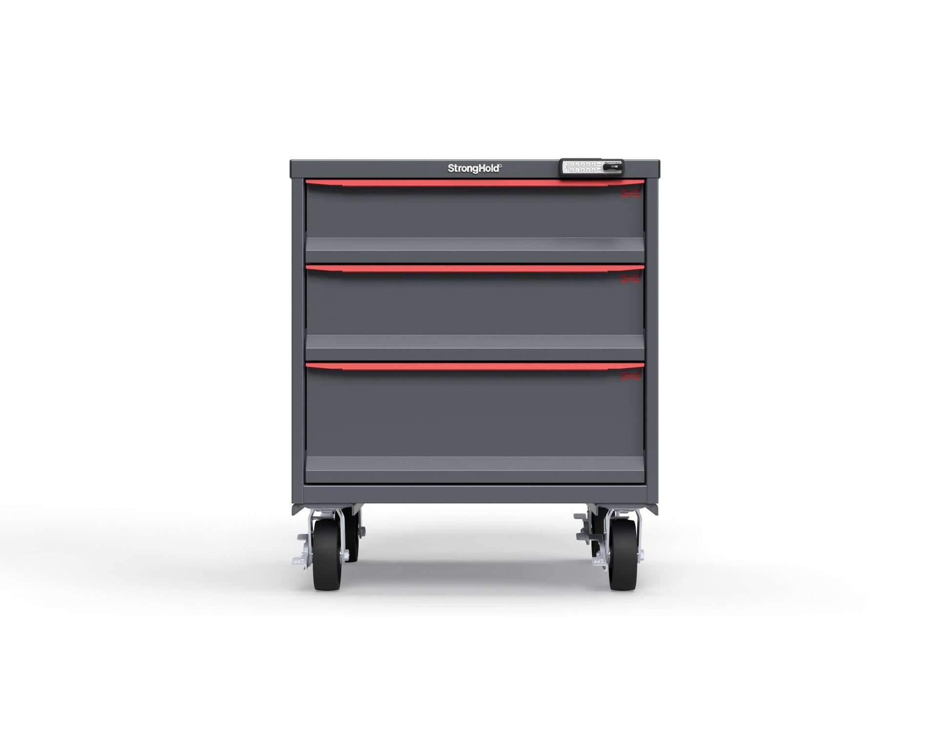Modular Drawer 14 GA Storage Cabinet with 3 total Drawers - 30 In. W x 29 In. D x 36 In H. - 6" Drawers x 1, 7" Drawers x 1, 9" Drawers x 1 - 6" Casters - 30 In. W x 29 In. D x 36 In H - S3036-PCRAS-0303DS-3001-CompX-Regulator