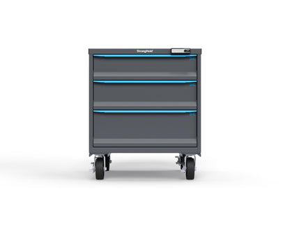 Modular Drawer 14 GA Storage Cabinet with 3 total Drawers - 30 In. W x 29 In. D x 36 In H. - 6" Drawers x 1, 7" Drawers x 1, 9" Drawers x 1 - 6" Casters - 30 In. W x 29 In. D x 36 In H - S3036-PCRAS-0303FS-5012-CompX-Regulator