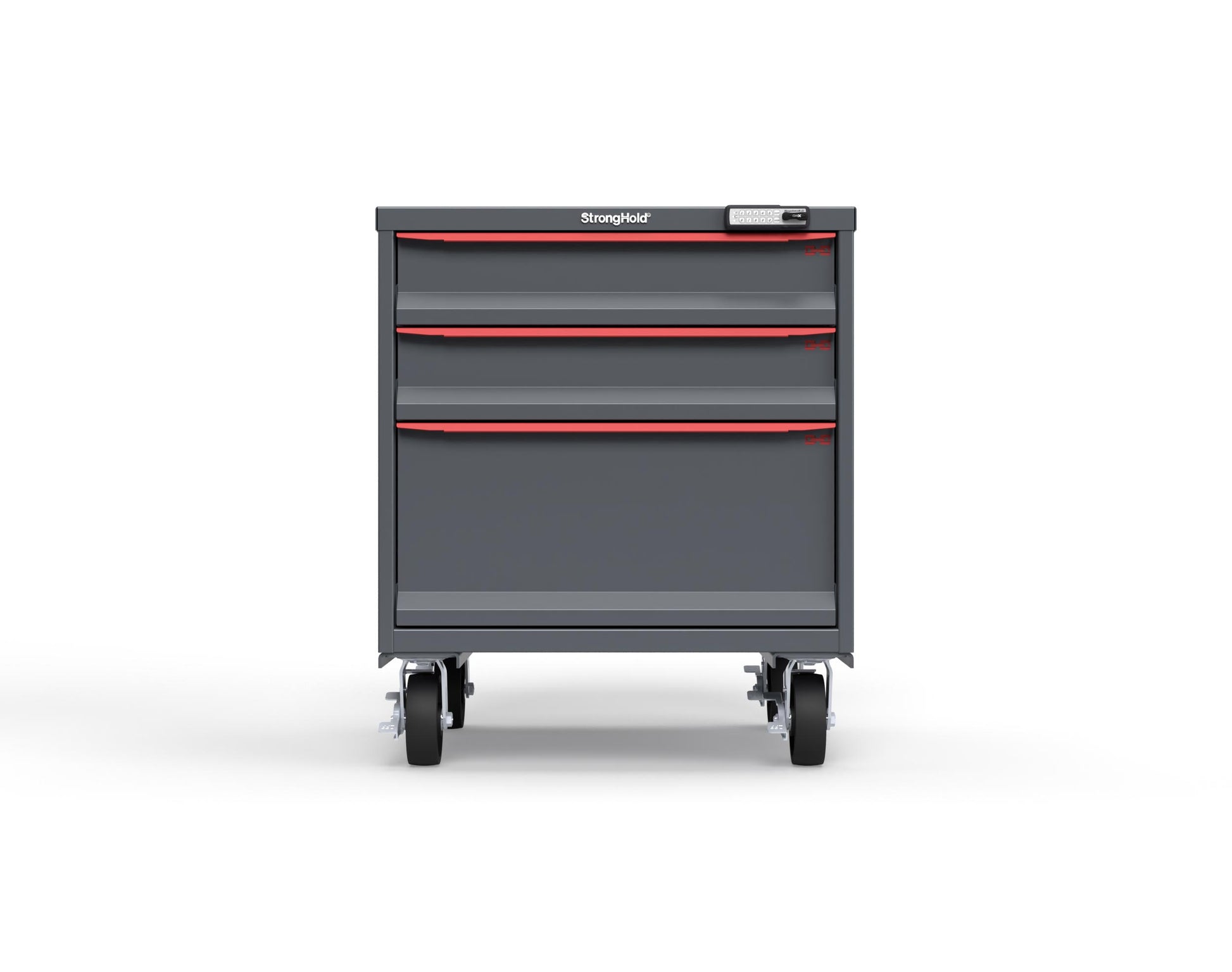 Modular Drawer 14 GA Storage Cabinet with 3 total Drawers - 30 In. W x 29 In. D x 36 In H. - 5" Drawers x 2, 12" Drawers x 1 - 6" Casters - 30 In. W x 29 In. D x 36 In H - S3036-PCRAS-0304DS-3001-CompX-Regulator