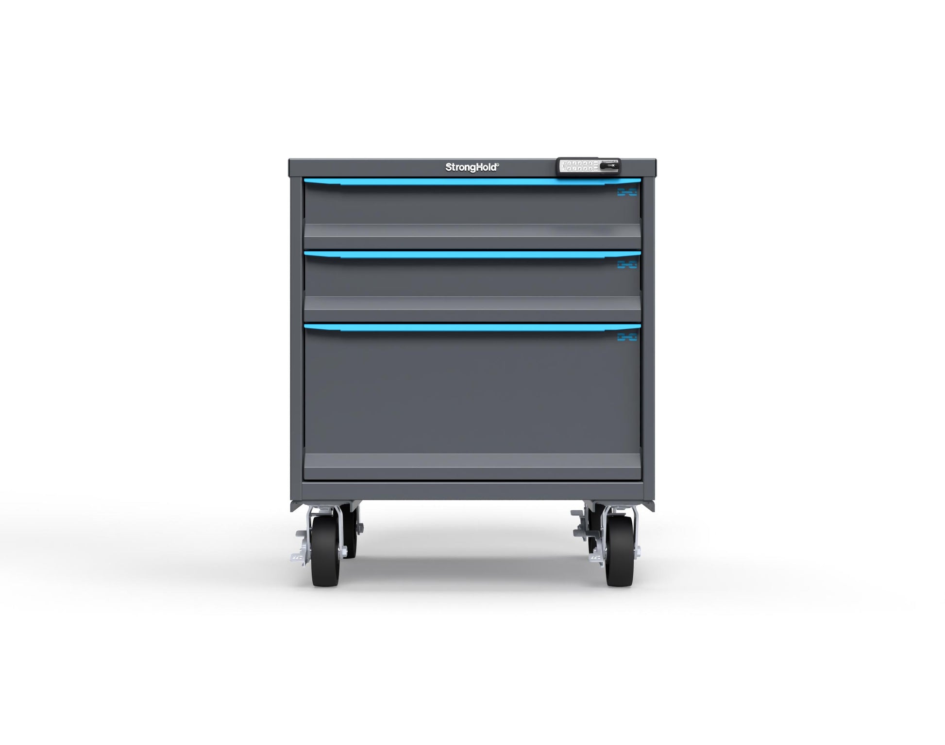 Modular Drawer 14 GA Storage Cabinet with 3 total Drawers - 30 In. W x 29 In. D x 36 In H. - 5" Drawers x 2, 12" Drawers x 1 - 6" Casters - 30 In. W x 29 In. D x 36 In H - S3036-PCRAS-0304FS-5012-CompX-Regulator