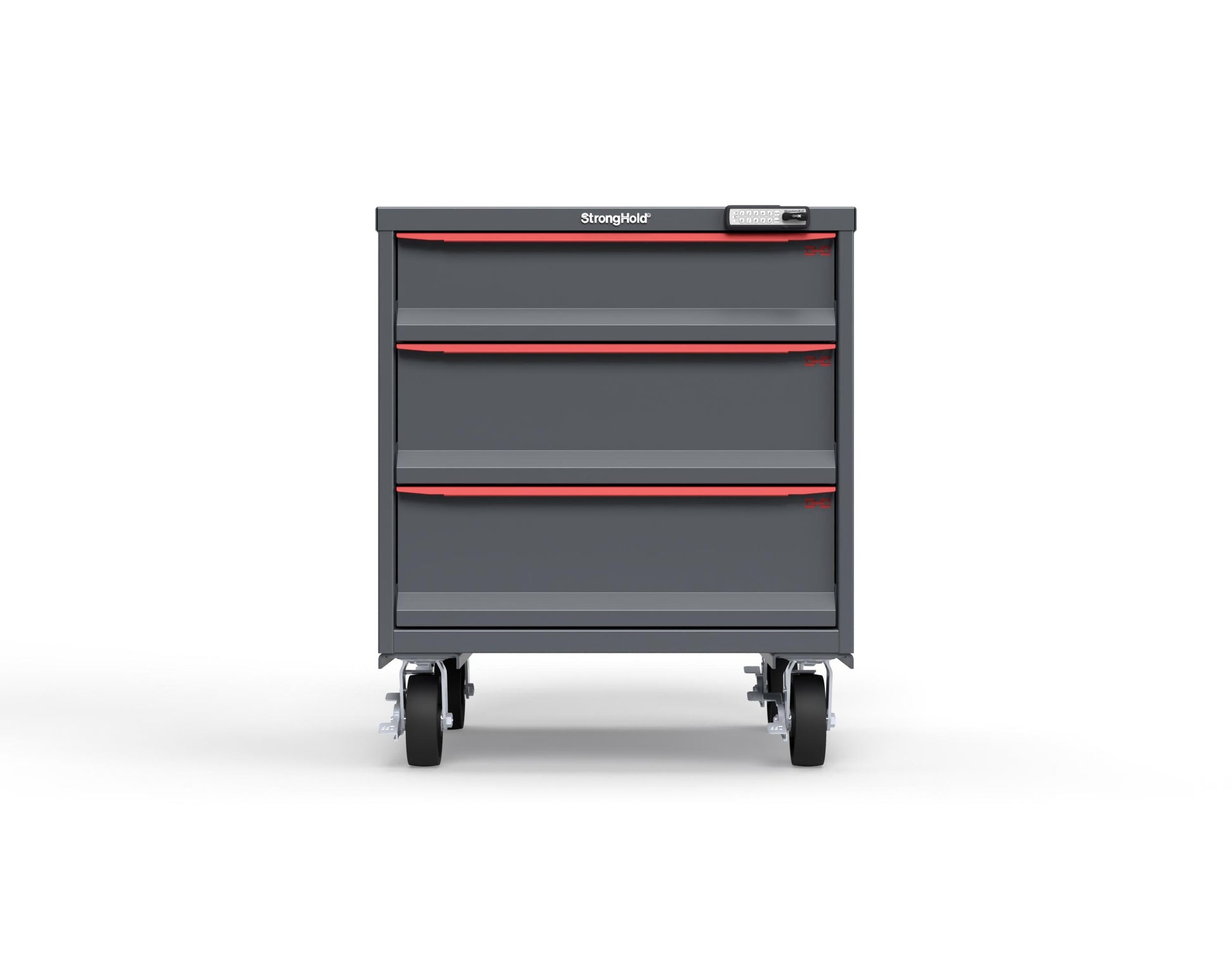 Modular Drawer 14 GA Storage Cabinet with 3 total Drawers - 30 In. W x 29 In. D x 36 In H. - 6" Drawers x 1, 8" Drawers x 2 - 6" Casters - 30 In. W x 29 In. D x 36 In H - S3036-PCRAS-0305DS-3001-CompX-Regulator