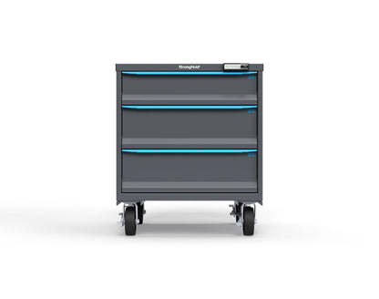 Modular Drawer 14 GA Storage Cabinet with 3 total Drawers - 30 In. W x 29 In. D x 36 In H. - 6" Drawers x 1, 8" Drawers x 2 - 6" Casters - 30 In. W x 29 In. D x 36 In H - S3036-PCRAS-0305FS-5012-CompX-Regulator