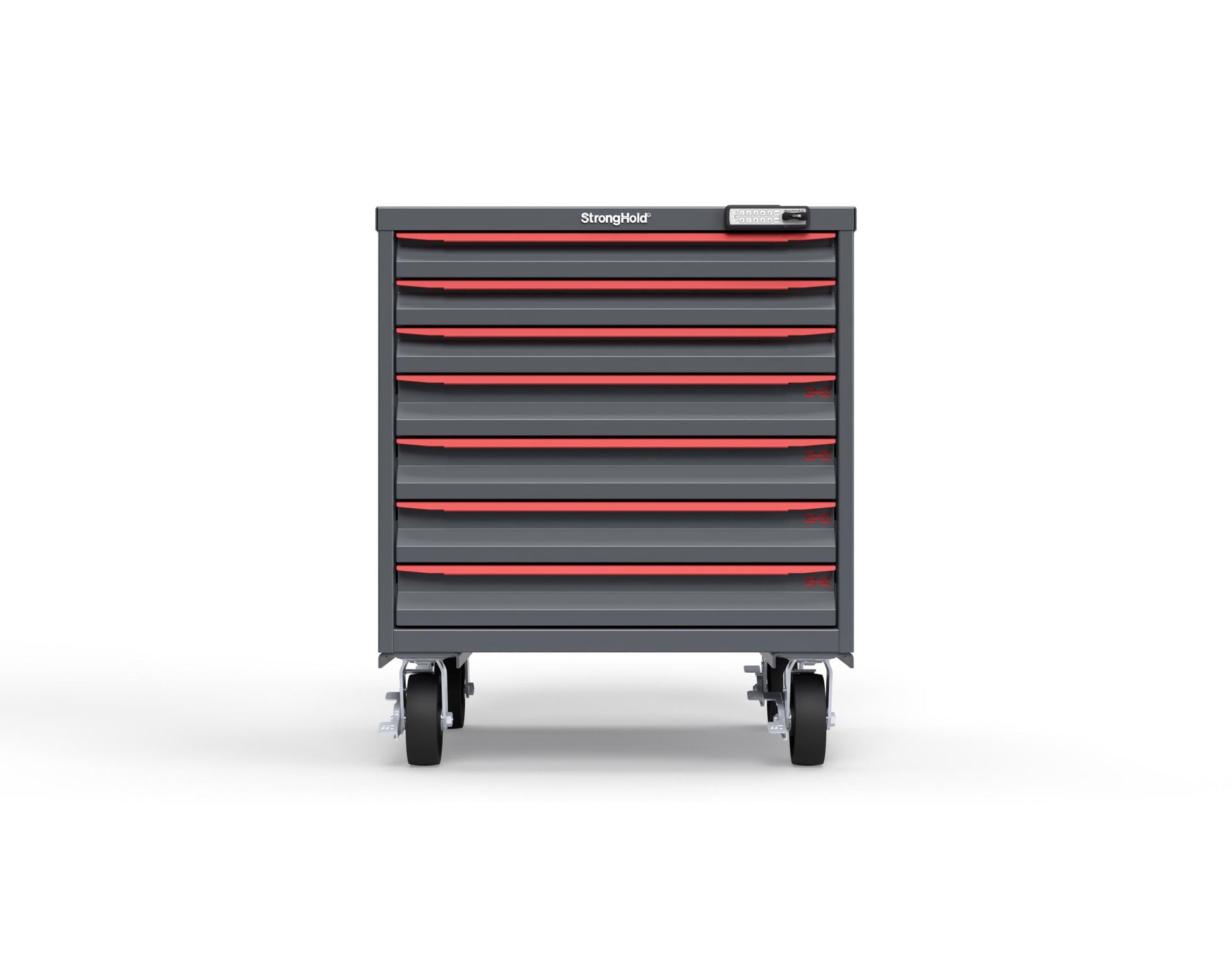 Modular Drawer 14 GA Storage Cabinet with 6 total Drawers - 30 In. W x 29 In. D x 36 In H. - 2" Drawers x 3, 3" Drawers x 4 - 6" Casters - 30 In. W x 29 In. D x 36 In H - S3036-PCRAS-0703DS-3001-CompX-Regulator