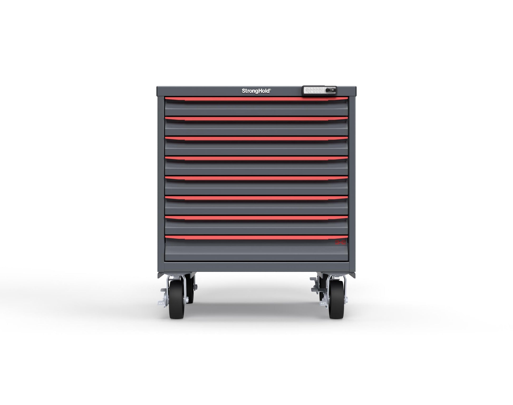 Modular Drawer 14 GA Storage Cabinet with 8 total Drawers - 30 In. W x 29 In. D x 36 In H. - 2" Drawers x 7, 3" Drawers x 1 - 6" Casters - 30 In. W x 29 In. D x 36 In H - S3036-PCRAS-0801DS-3001-CompX-Regulator