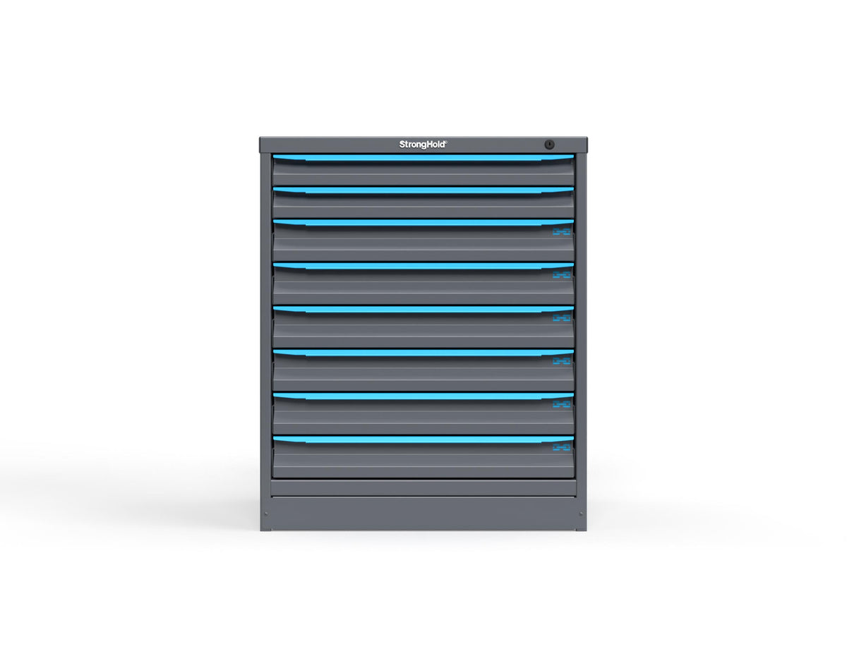 Modular Drawer 14 GA Storage Cabinet with 8 total drawers -2" Drawers x2, 3" Drawers x6 - 3" Integrated Legs - 30 In. W x 29 In. D x 36 In H. - S3036-PPDAS-0803FS-5012