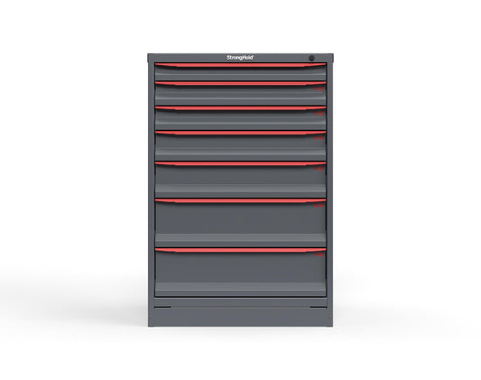 Modular Drawer 14 GA Storage Cabinet with 7 total drawers -2" Drawers x1, 3" Drawers x2, 4" Drawers x1, 5" Drawers x1, 7" Drawers x2 - 3" Integrated Legs - 30 In. W x 29 In. D x 44 In H. MODEX 2026