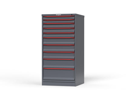 Modular Drawer 14 GA Storage Cabinet with 10 total drawers -2" Drawers x2, 3" Drawers x3, 5" Drawers x3, 7" Drawers x1, 9" Drawers x1 - 3" Integrated Legs - 30 In. W x 29 In. D x 60 In H. - S3060-PPDAS-1001DS-3001