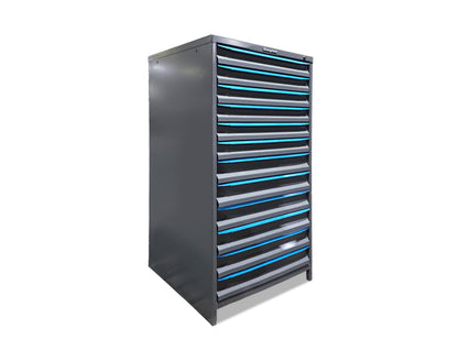 Modular Drawer 14 GA Storage Cabinet with 12 total drawers - 3" Drawers x6, 4" Drawers x6 - 3" Integrated Legs - 30 In. W x 29 In. D x 60 In H. - Outlet