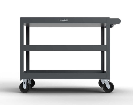 Extreme Duty 12 GA Mobile Service Cart with 12 GA Steel Top, 3 Shelves - 36 in. W x 24 in. D x 40 in. H