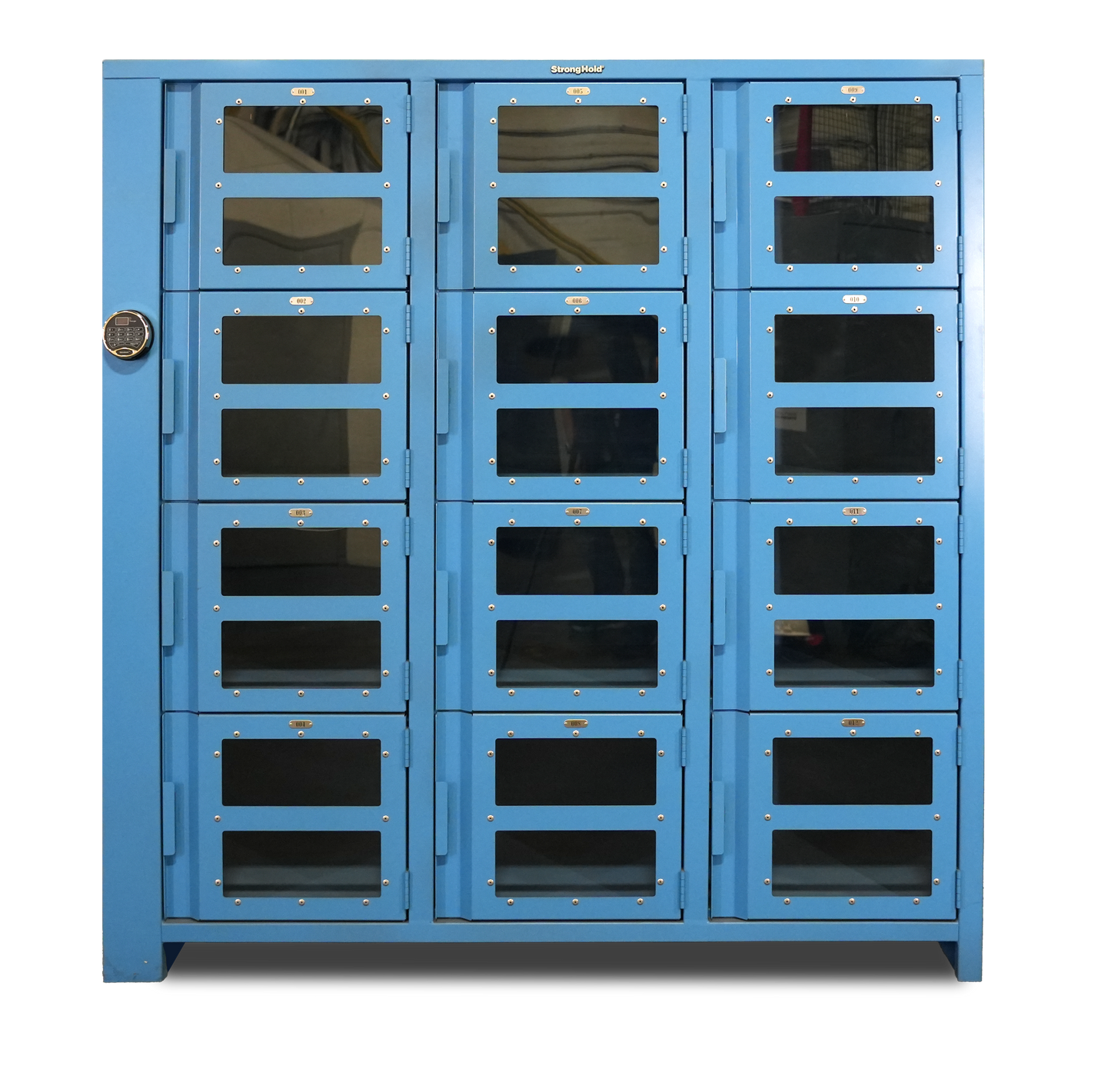 Extra Heavy Duty SIMPLE Locker - Single Input Multi-Point Locking Entry - Access Control Locker with 12 Clearview Doors  -  72" W x 24" D x 75" H