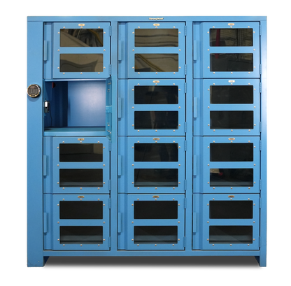 Extra Heavy Duty SIMPLE Locker - Single Input Multi-Point Locking Entry - Access Control Locker with 12 Clearview Doors  -  72" W x 24" D x 75" H